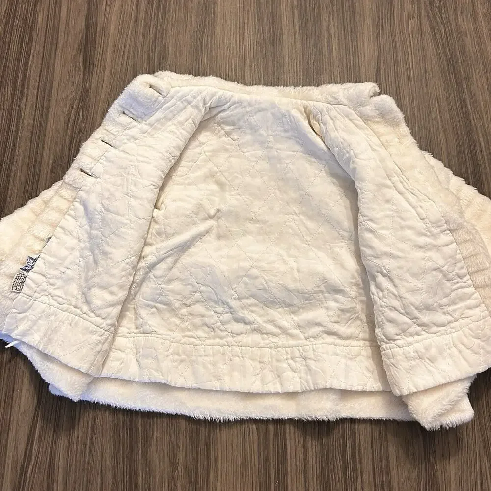 Vintage Breman & Tanner Girls White Faux Fur Overcoat & Matching Bonnet 18-24m